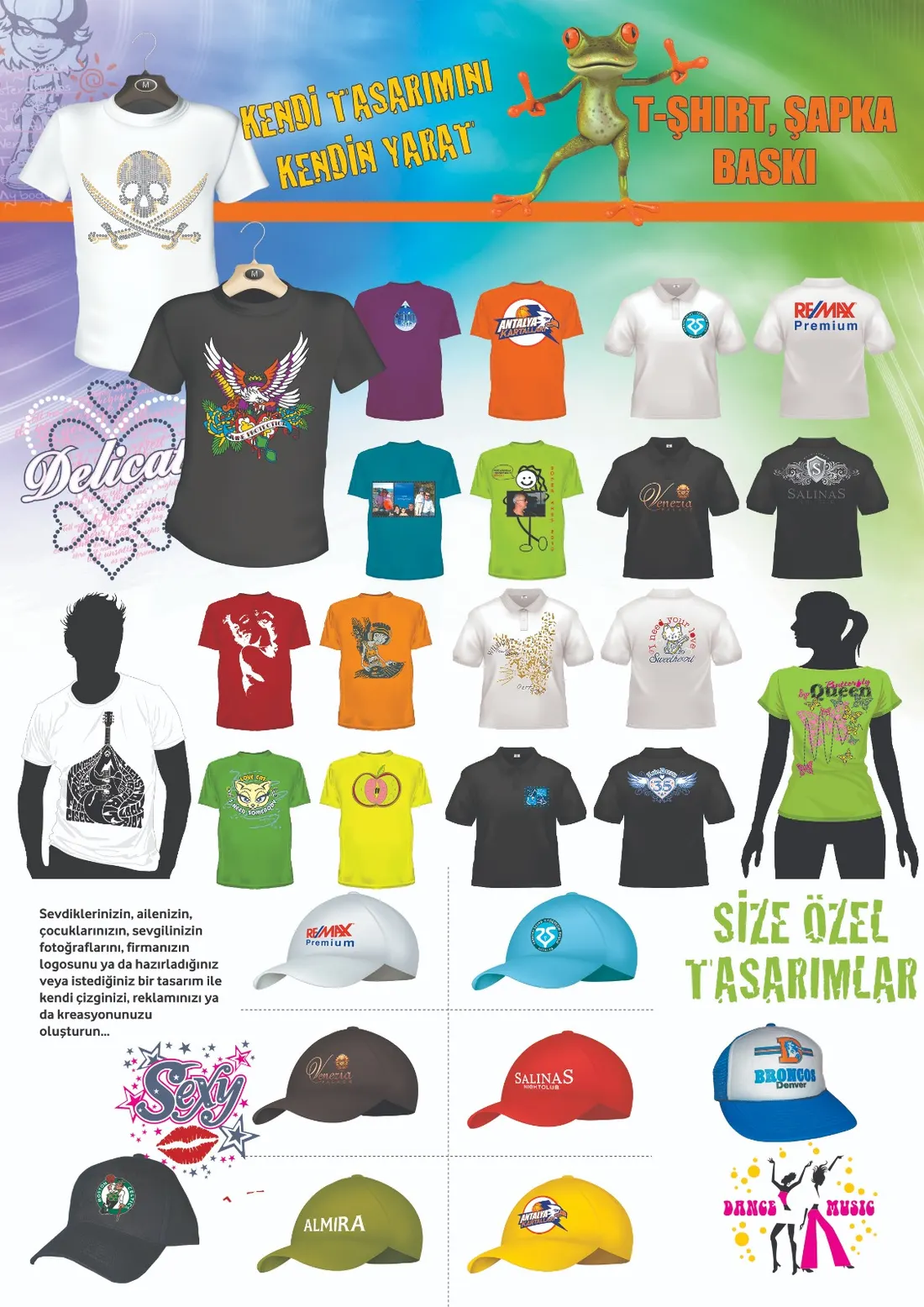 T-shirt ve şapka baskı